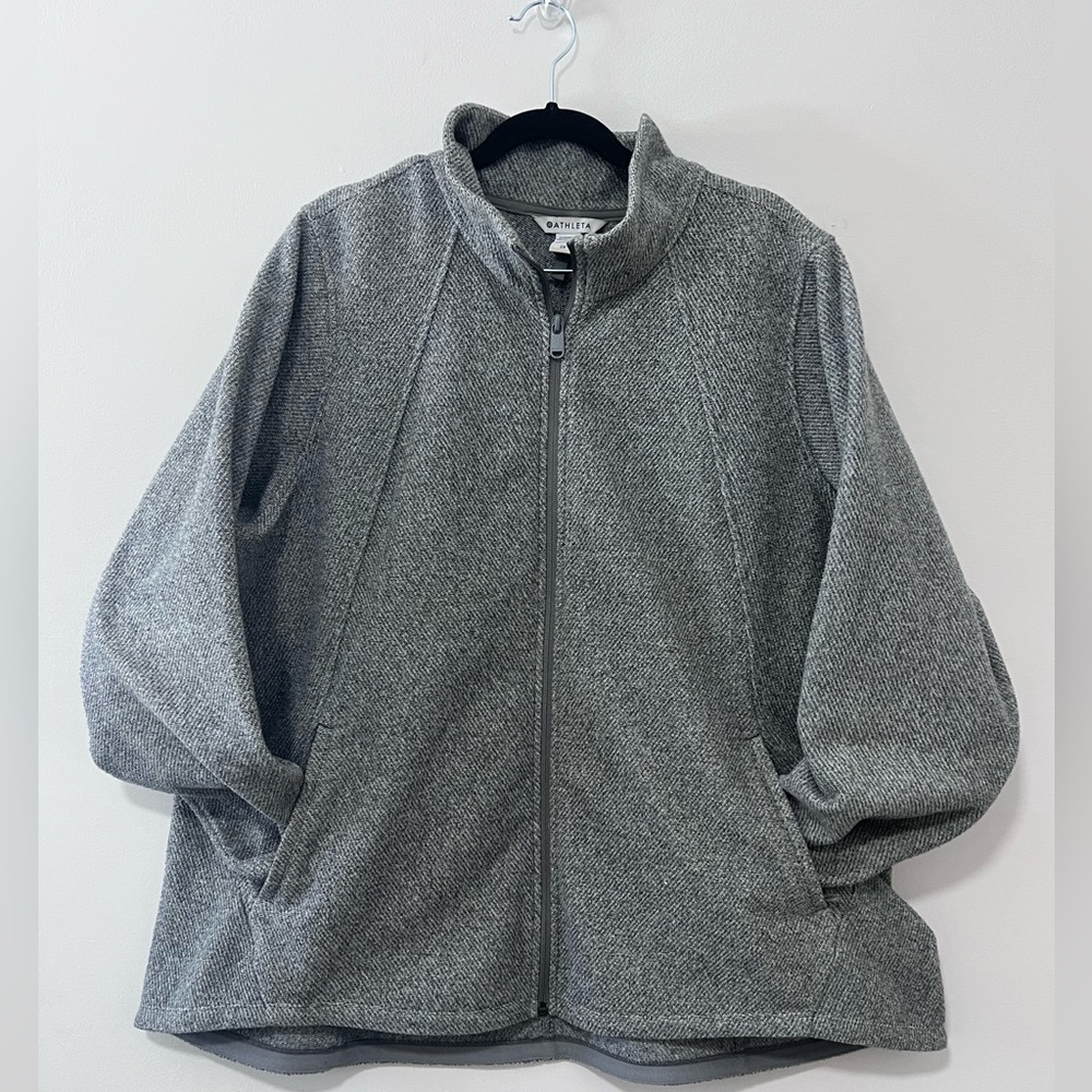 Athleta Stroll Fleece Full Zip Jacket Heather Gray Size 2X Lightweight - Picture 4 of 8